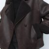 Retro Imitation Lamb Wool Collared Faux Shearling Jacket in Jackets