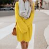 Mid Length Long Sleeve Round Neck Loose Plush Dress in Dresses