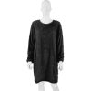 Mid Length Long Sleeve Round Neck Loose Plush Dress in Dresses