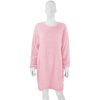 Mid Length Long Sleeve Round Neck Loose Plush Dress in Dresses