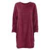 Mid Length Long Sleeve Round Neck Loose Plush Dress in Dresses