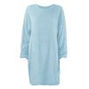 Mid Length Long Sleeve Round Neck Loose Plush Dress in Dresses