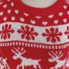Christmas Red round Neck Deer Snowflake Jacquard Pullover Sweater in Sweaters