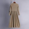 High Collar Swing Long Knitted Dress in Dresses