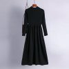 High Collar Swing Long Knitted Dress in Dresses