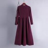 High Collar Swing Long Knitted Dress in Dresses
