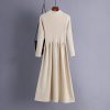 High Collar Swing Long Knitted Dress in Dresses