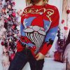 Santa Claus Pattern Round Neck Thickened Knitted Pullover Sweater in Sweaters