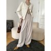 Elegant Draping Effect Wide-Leg Mopping Work Pants in Pants