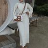 Long Sleeve High Waist Lace up Fall Winter Sweater Dress in Dresses