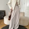 Elegant Draping Effect Wide-Leg Mopping Work Pants in Pants