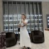 Collared Slim Fit Slimming Elegant Stitching Contrast Color Sheath Short Sleeve Long Pattern Single Breasted Knitted Dress in Dresses