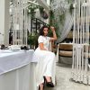 Collared Slim Fit Slimming Elegant Stitching Contrast Color Sheath Short Sleeve Long Pattern Single Breasted Knitted Dress in Dresses
