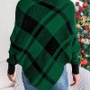 Casual Color Contrast Check Turtleneck Long Sleeve Cloak Sweater in Sweaters