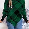 Casual Color Contrast Check Turtleneck Long Sleeve Cloak Sweater in Sweaters