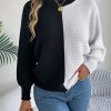 Casual Contrast Color Shoulder Oversleeve Sweater in Sweaters