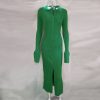 Wear Long Sleeve V-neck Long Button Bell Sleeve Dress in Dresses