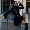 Long Sleeve Knitted Turtleneck Solid Color A line Autumn Winter Hip Wrapped Short Dress in Dresses
