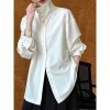 Simple Elegant Stand Collar Long Sleeve Blouse Shirt in Shirts & Blouses