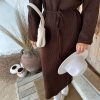 Long Sleeve High Waist Lace up Fall Winter Sweater Dress in Dresses