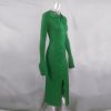 Wear Long Sleeve V-neck Long Button Bell Sleeve Dress in Dresses