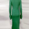 Wear Long Sleeve V-neck Long Button Bell Sleeve Dress in Dresses