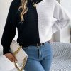 Casual Contrast Color Shoulder Oversleeve Sweater in Sweaters