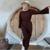 Long Sleeve High Waist Lace up Fall Winter Sweater Dress in Dresses