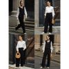 Elegant Draping Effect Wide-Leg Mopping Work Pants in Pants