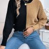 Casual Contrast Color Shoulder Oversleeve Sweater in Sweaters