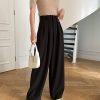 Elegant Draping Effect Wide-Leg Mopping Work Pants in Pants