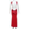 Sexy Backless Bow Slim Sheath Dress in Dresses