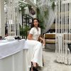 Collared Slim Fit Slimming Elegant Stitching Contrast Color Sheath Short Sleeve Long Pattern Single Breasted Knitted Dress in Dresses