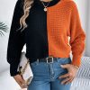 Casual Contrast Color Shoulder Oversleeve Sweater in Sweaters