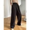 Elegant Draping Effect Wide-Leg Mopping Work Pants in Pants