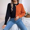 Casual Contrast Color Shoulder Oversleeve Sweater in Sweaters
