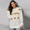 Thread Knitted Long Sleeved Personalized Design Print Warm Sweater in Sweaters