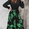 V Neck Long Sleeve Printed Dress in Dresses