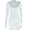 Sexy Slim U Neck Short Puff Sleeve Princess Dress in Dresses