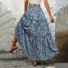 Floral Belt Three Layer Long Patchwork Skirt in Skirts