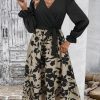 V Neck Long Sleeve Printed Dress in Dresses