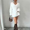 V Neck Loose Lazy Pullover Knitting Dress in Dresses