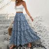 Floral Belt Three Layer Long Patchwork Skirt in Skirts