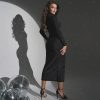 Round Neck Slim Fit Slit Bright Color Dress in Dresses
