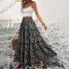 Floral Belt Three Layer Long Patchwork Skirt in Skirts