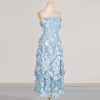Sexy Tube Top Three Dimensional Stitching Floral Ruffled Maxi Dress in Dresses