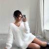 V Neck Loose Lazy Pullover Knitting Dress in Dresses
