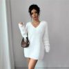 V Neck Loose Lazy Pullover Knitting Dress in Dresses
