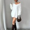V Neck Loose Lazy Pullover Knitting Dress in Dresses