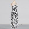 Sexy Tube Top Three Dimensional Stitching Floral Ruffled Maxi Dress in Dresses
